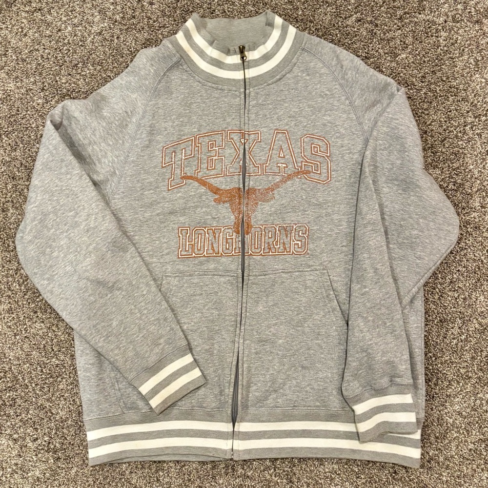 Vintage NCAA Gray Texas Longhorns Zip-Up Sweater